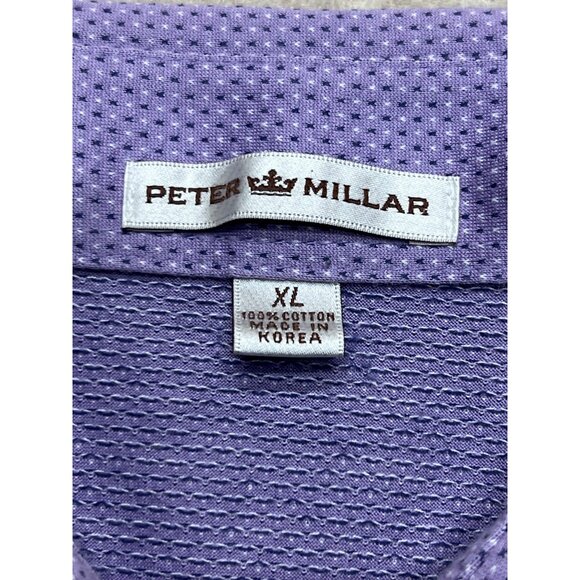 Peter Millar 100% Cotton Purple Print Short Sleeve Polo Shirt Men's Size XL - Picture 3 of 6